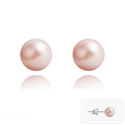 Clous d'Oreilles en Cristal et Argent Clous d'Oreilles en Argent Perle de Cristal Nacré 6MM Rose Peach