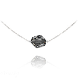 Collier en Cristal et Argent Collier Ras de Cou Cosmic en Argent et Cristal Silver Night
