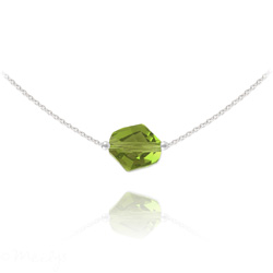 Collier en Cristal et Argent Collier Ras de Cou Cosmic en Argent et Cristal Olivine
