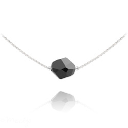 Collier en Cristal et Argent Collier Ras de Cou Cosmic en Argent et Cristal Jet (Noir)