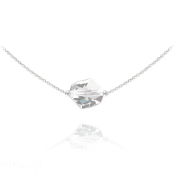 Collier en Cristal et Argent Collier Ras de Cou Cosmic en Argent et Cristal Blanc