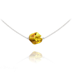 Collier en Cristal et Argent Collier Ras de Cou Cosmic en Argent et Cristal Sun Flower