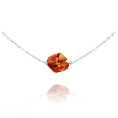Collier en Cristal et Argent Collier Ras de Cou Cosmic en Argent et Cristal Red Magma