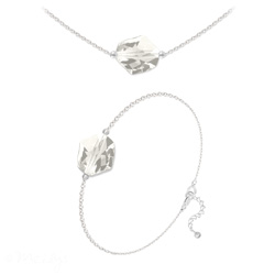 Parure en Cristal et Argent Parure Ras de Cou + Bracelet Cosmic en Argent et Cristal Silver Shade