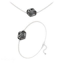Parure en Cristal et Argent Parure Ras de Cou + Bracelet Cosmic en Argent et Cristal Silver Night