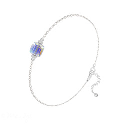 Bracelet en Cristal et Argent Bracelet Cube 6mm en Argent et Cristal Aurore Boréale