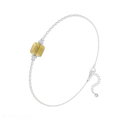 Bracelet en Cristal et Argent Bracelet Cube 6mm en Argent et Cristal Champagne