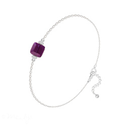 Bracelet en Cristal et Argent Bracelet Cube 6mm en Argent et Cristal Améthyste