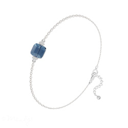 Bracelet en Cristal et Argent Bracelet Cube 6mm en Argent et Cristal Denim Blue