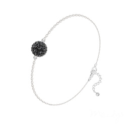 Bracelet Disco Ball 8MM en Argent et Cristal Jet (Noir)