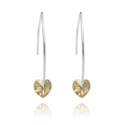 Boucles d'Oreilles Coeur 10mm en Argent et Cristal Champagne