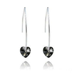 Boucles d'Oreilles Coeur 10mm en Argent et Cristal Silver Night