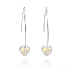 Boucles d'Oreilles Coeur 10mm en Argent et Cristal Aurore Bor�ale