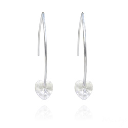 Boucles d'Oreilles Coeur 10mm en Argent et Cristal Blanc
