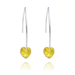 Boucles d'Oreilles Coeur 10mm en Argent et Cristal Light Topaz AB