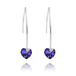Boucles d'Oreilles Coeur 10mm en Argent et Cristal Heliotrope