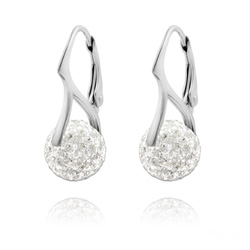 Boucles d'Oreilles en Argent et Disco Ball 10mm Blanc