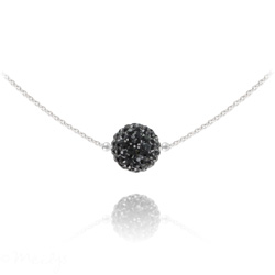 Collier en Cristal et Argent Collier Ras de Cou Disco Ball 10MM en Argent et Cristal Jet (Noir)