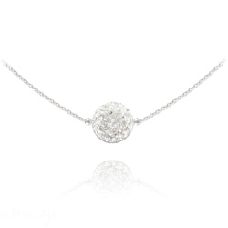 Collier Ras de Cou Disco Ball 10MM en Argent et Cristal Blanc