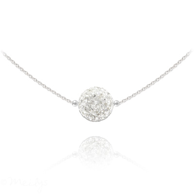 Collier en Cristal et Argent Collier Ras de Cou Disco Ball 10MM en Argent et Cristal Blanc