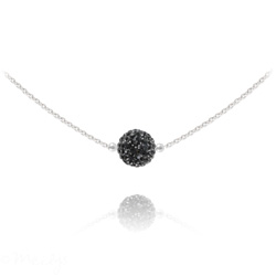 Collier Ras de Cou Disco Ball 8MM en Argent et Cristal Jet (Noir)
