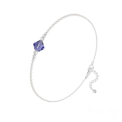 Bracelet en Cristal et Argent Bracelet Bicone Bead en Argent et Cristal Tanzanite