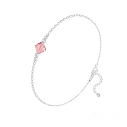 Bracelet en Cristal et Argent Bracelet Bicone Bead en Argent et Cristal Light Rose