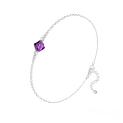 Bracelet en Cristal et Argent Bracelet Bicone Bead en Argent et Cristal Améthyste