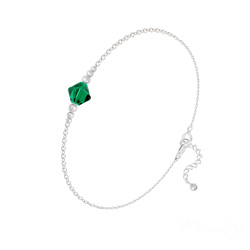 Bracelet en Cristal et Argent Bracelet Bicone Bead en Argent et Cristal Emeraude