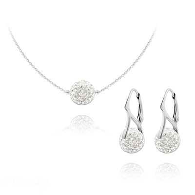 Parure en Cristal et Argent Parure Disco Ball 10MM en Argent et Cristal Blanc