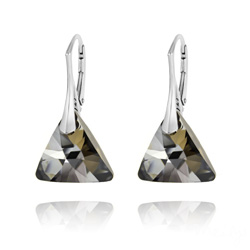 Boucles d'Oreilles Triangle 16mm en Argent et Cristal Silver Night