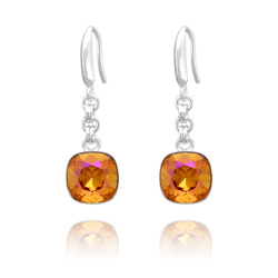 Boucles d'Oreilles Cushion Cut 10mm en Argent et Cristal Astral Pink