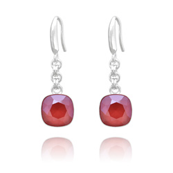 Boucles d'Oreilles Cushion Cut 10mm en Argent et Cristal Royal Red