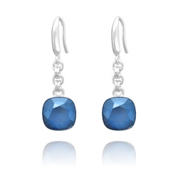 Boucles d'Oreilles Cushion Cut 10mm en Argent et Cristal Royal Blue