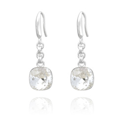 Boucles d'Oreilles Cushion Cut 10mm en Argent et Cristal Blanc