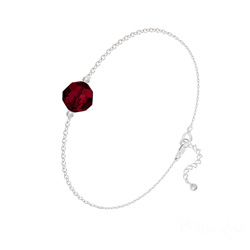 Bracelet en Cristal et Argent Bracelet Perle 8mm en Argent et Cristal Rouge Siam