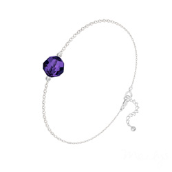 Bracelet en Cristal et Argent Bracelet Perle 8mm en Argent et Cristal Purple Velvet