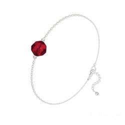 Bracelet en Cristal et Argent Bracelet Perle 8mm en Argent et Cristal Rouge Light Siam