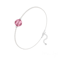 Bracelet en Cristal et Argent Bracelet Perle 8mm en Argent et Cristal Light Rose