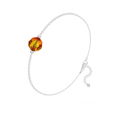 Bracelet en Cristal et Argent Bracelet Perle 8mm en Argent et Cristal Fire Opal