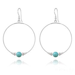 Cr�oles 50mm en Argent et Perle de Cristal Nacr� 8mm Jade