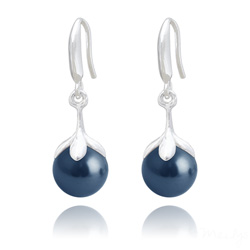 Boucles d'Oreilles en Argent et Perle 10mm de Cristal Nacr� Tahitian Look