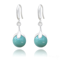 Boucles d'Oreilles en Argent et Perle 10mm de Cristal Nacr� Jade