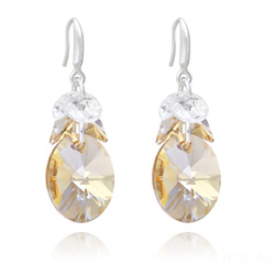 Boucles d'Oreilles Xilion Ovale en Argent et Cristal Champagne