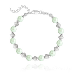 Bracelet en Cristal et Argent Bracelet en Argent et Perle de Cristal Nacré 6MM - Pastel Green