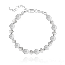 Bracelet en Argent et Perle de Cristal Nacr 6MM - Pastel Grey