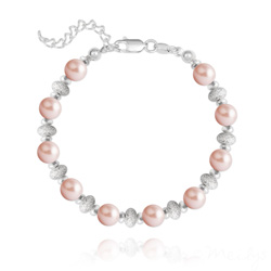 Bracelet en Argent et Perle de Cristal Nacr 6MM - Rose Peach