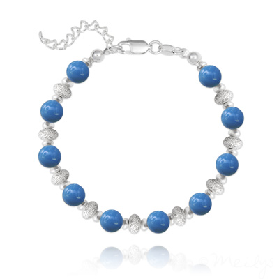Bracelet en Cristal et Argent Bracelet en Argent et Perle de Cristal Nacré 6MM - Lapis
