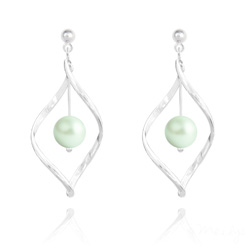 Boucles d'Oreilles Torsade en Argent et Perle Nacr�e Pastel Green
