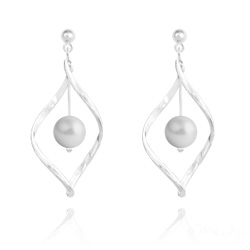 Boucles d'Oreilles Torsade en Argent et Perle Nacr�e Pastel Grey